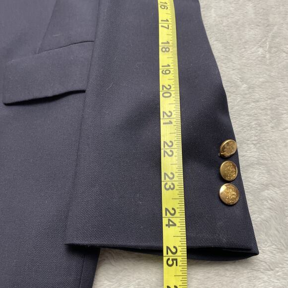 Vintage Bill Blass Nautical Suit Blazer Mens 32L Navy Wool Peak Double Breasted - Picture 13 of 16